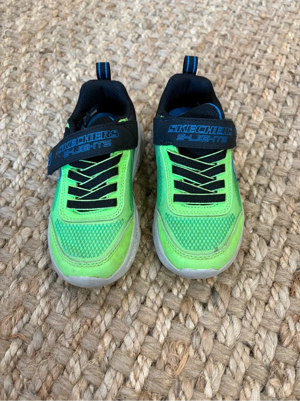 Skechers Kids Neon Green and Black Light-Up Sneakers